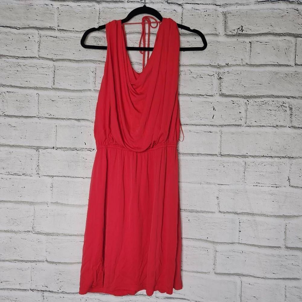 Halston Heritage Sleeveless Fully Lined Cowl Neck Mini Dress Red Size Medium